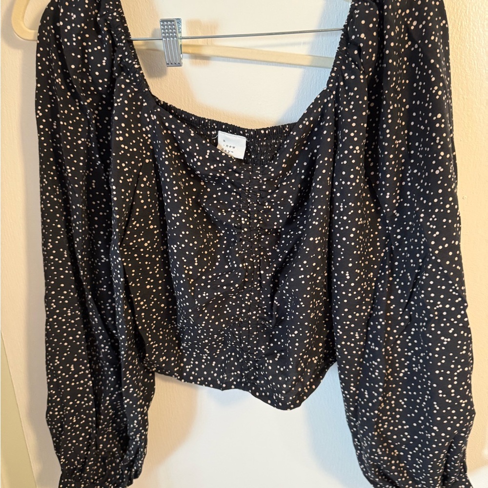 A New Day Black and White Speckled Blouse